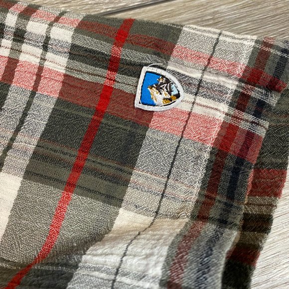 Kuhl 100% Cotton Short Sleeve Button Down Red Gray Plaid Medium M - Picture 4 of 8